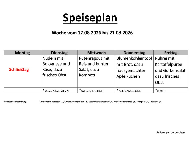 Speiseplan 22 7