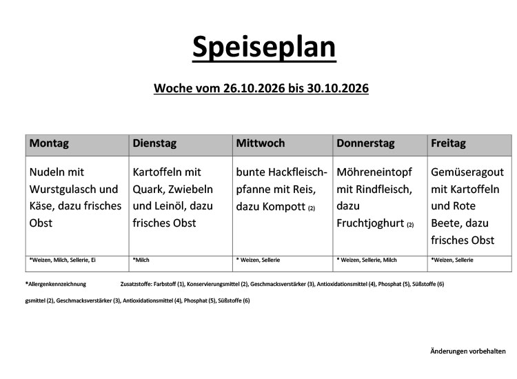 Speiseplan 31 10