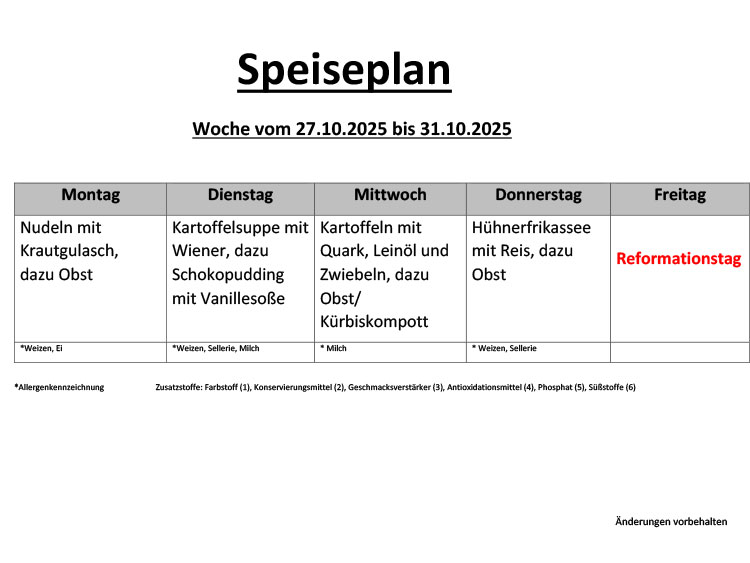 Speiseplan 31 10